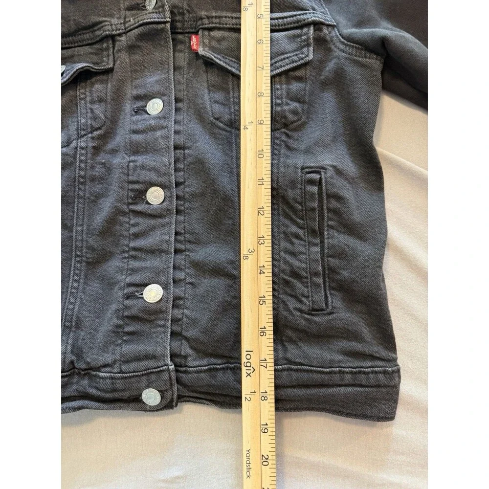 Levi’s Denim Youth Kids Original Trucker Jean Jacket + Hood Black Size Small S
